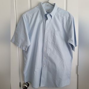 LL Bean Men's 16 Wrinkle Free Traditional Fit Oxford Short Sleeve Blue